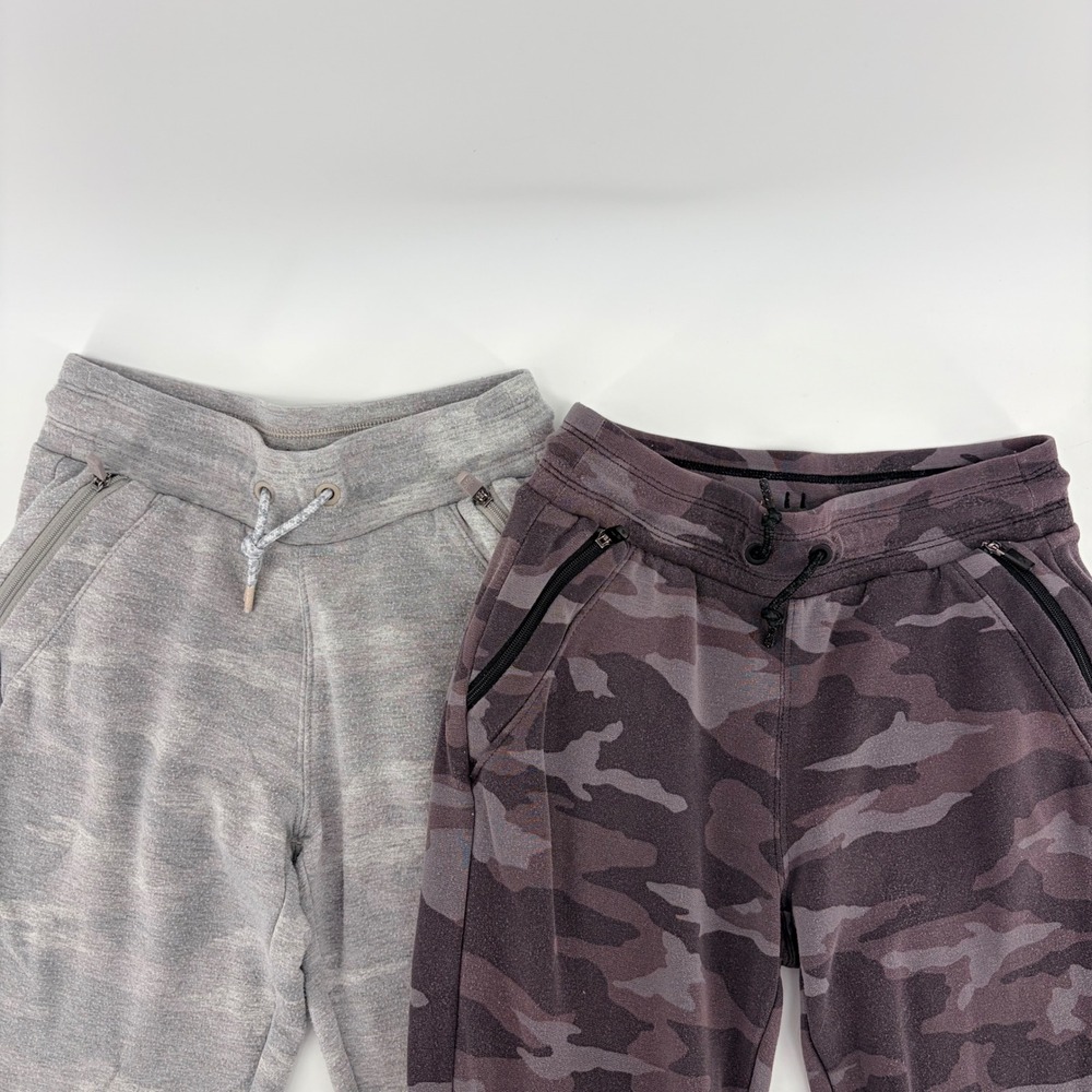 Athleta Girl Camo Joggers Lot of 2 Girls Size XS 6 Grey Purple Fleece Sweatpants
